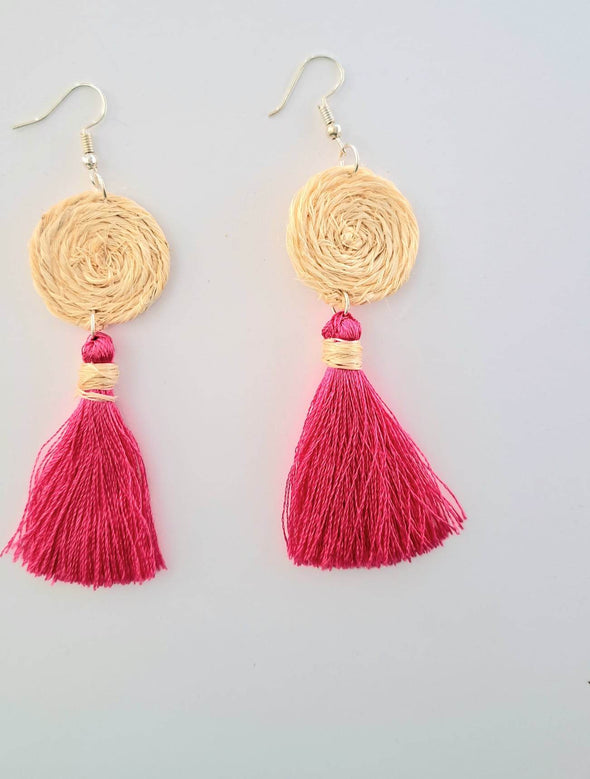 Yellow And Red Woolen Thread Flower Handmade Earrings | eWe